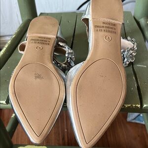 Charlotte Russe Silver Heels with Gem Embellishments